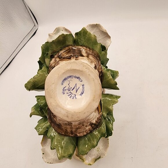 Large Vtg Nuova Capodimonte Fili Savastano Porcelain Roses In A Basket Italy - Picture 6 of 9